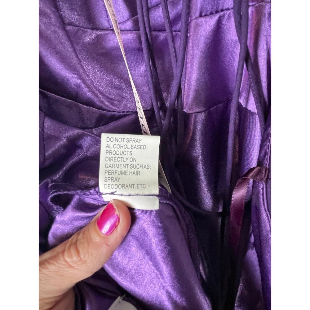 Mac Duggal Purple Ruffle Tiered Chiffon Cut-Out Evening Gown Maxi Dress 8 New - Picture 12 of 12